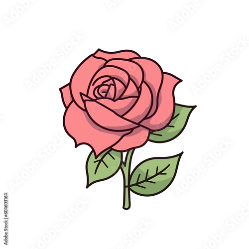 Fototapeta Naklejka Na Ścianę i Meble -  Flowers roses, red buds and green leaves. Isolated red rose. Vector illustration.