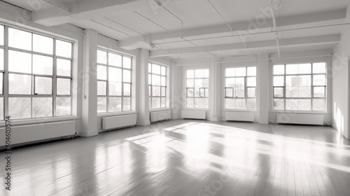 Empty office space with sweeping city views  a blank canvas ready for customization. Created by AI