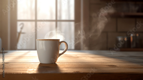 simple elegance of a white ceramic coffee mug. generative AI