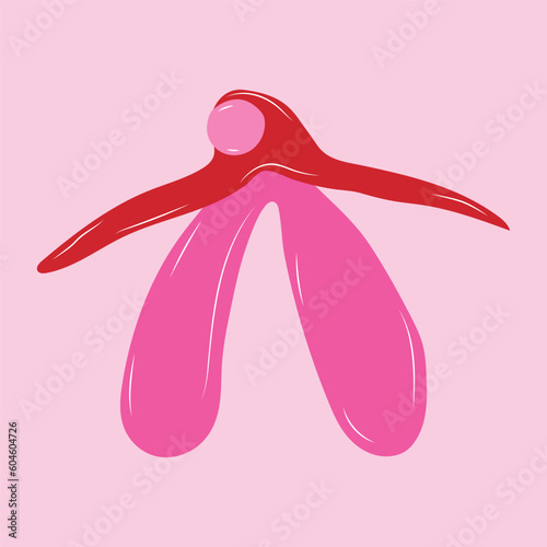 Reproductive system of the clitoris. Clitoral glans.Feminism theme and female genital organs. Vector in cartoon style.	