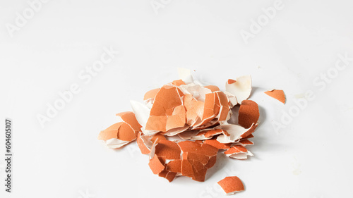 Photography eggshell on white isolated background