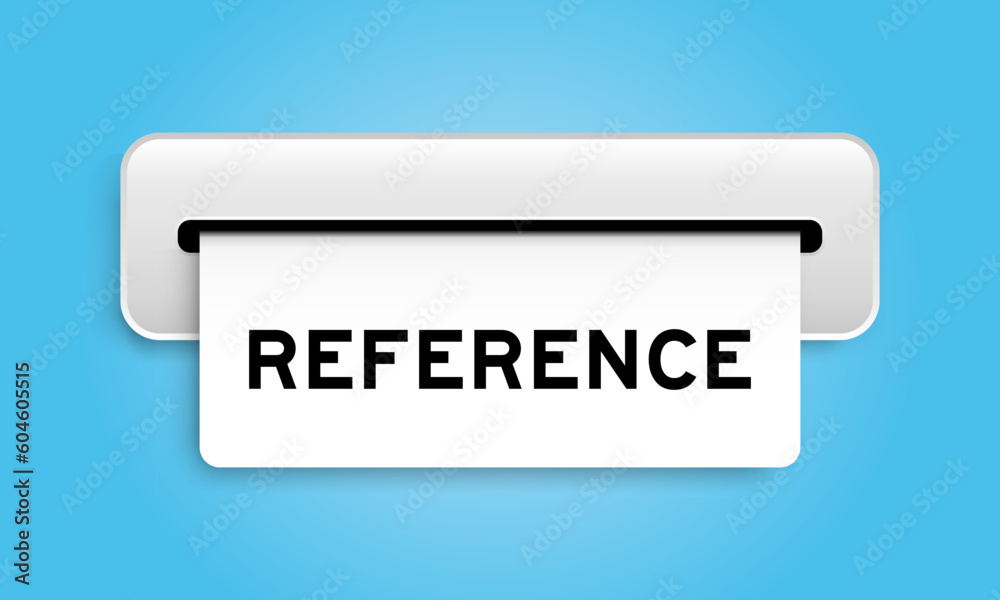 White coupon banner with word reference from machine on blue color background