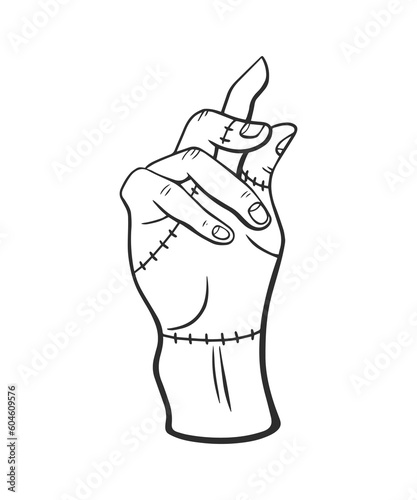 Creepy cut off hand snapping fingers. Vector cut off hand. Thing.