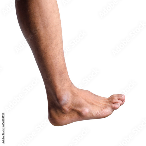 Male Feet in Various Poses on Transparent or White Background