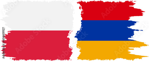 Armenia and Poland grunge flags connection vector