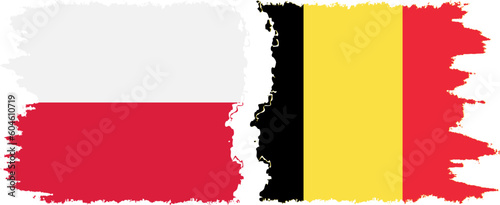 Belgium and Poland grunge flags connection vector