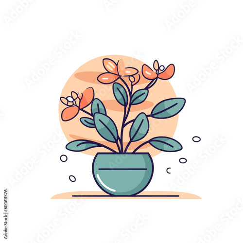 Decorative flower icons in flat style. Spring plant silhouette collection. Floral clipart illustration