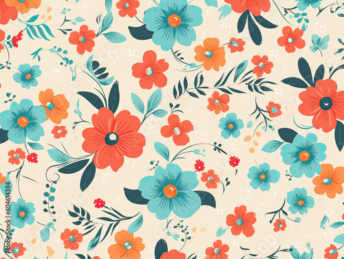 Seamless floral pattern created with Generative AI