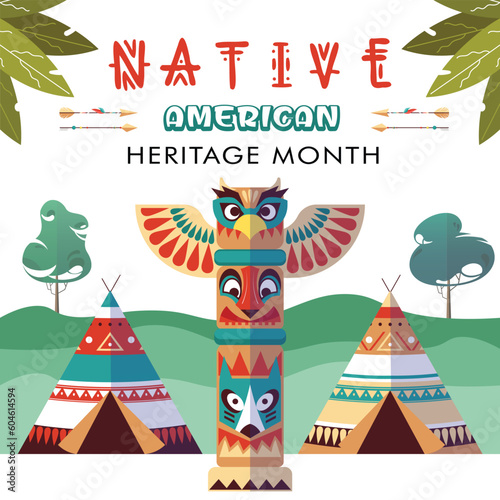 Native American Heritage Month poster banner vector