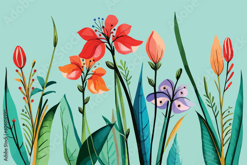 Bluebell flower watercolor design collections