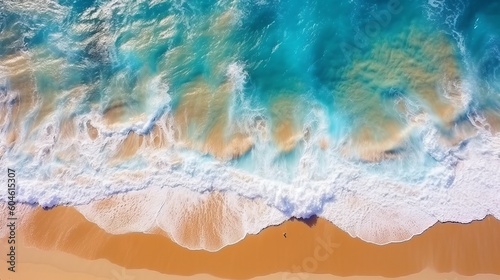 Blue ocean wave, beach holiday background