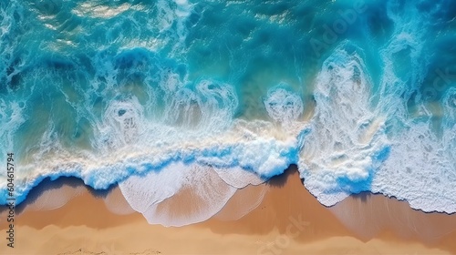 Blue ocean wave, summer beach holiday background.