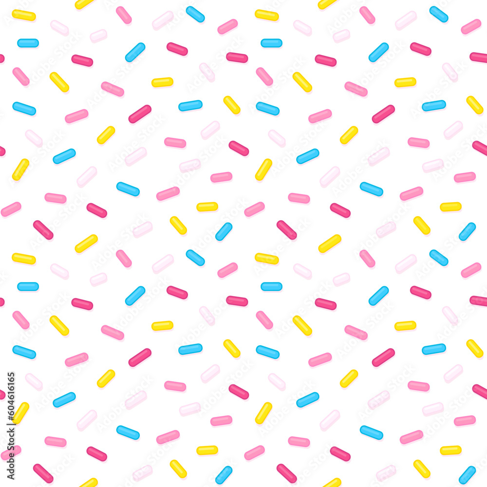 Sugar sprinkles seamless pattern on white background