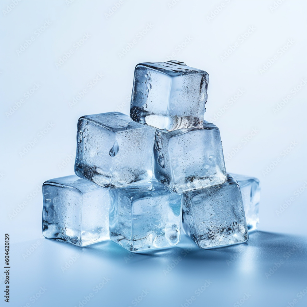 Some ice cubes are being left to melt on a surface. Isolated on plain background. Lighting from the back and top.
Some ice cubes are being left to melt on a surface. Isolated on plain background. Lighting from the back and top.