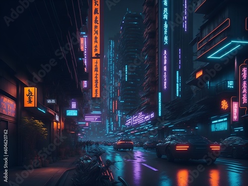 Cyberpunk City with outstanding colors, futuristic city, cityscape, technology, simulation, generative ai
