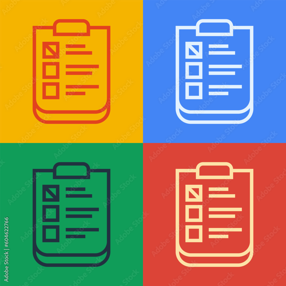 Pop art line Psychological test icon isolated on color background. Vector