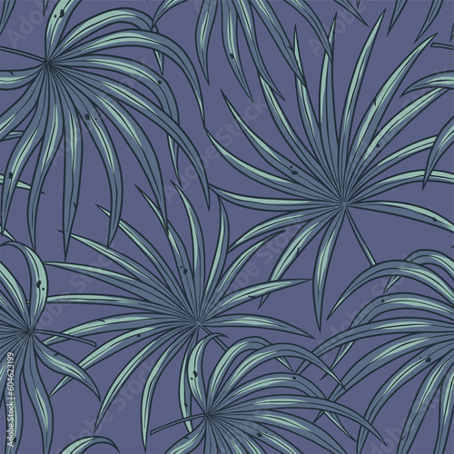 Tropical exotic green plants and leaves wallpaper. Seamless pattern with summer tropical palm foliage