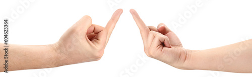 Hands showing rude gestures, cut out photo