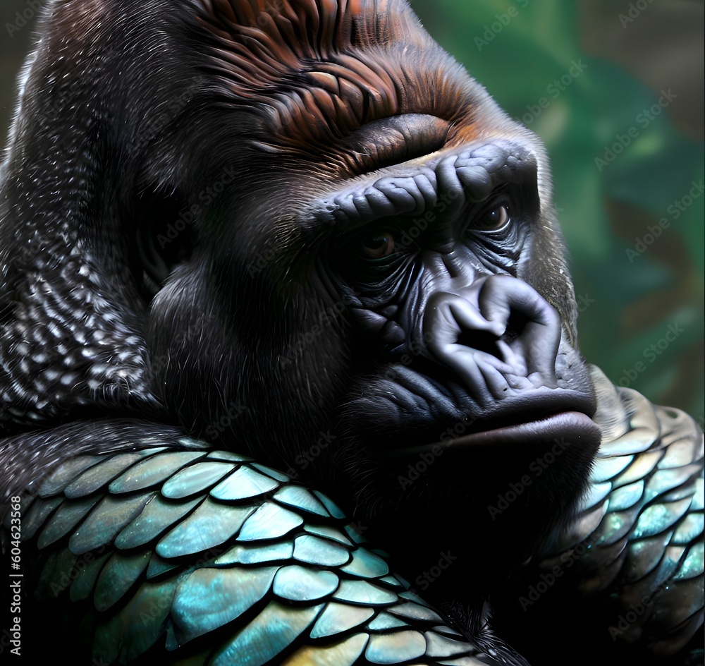 A beautiful Gorilla with scales ideal for home paintings