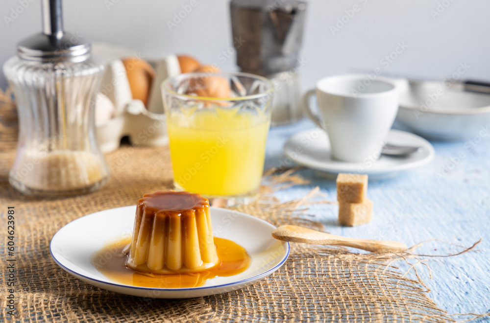 Homemade caramel flan. Homemade caramel flan.