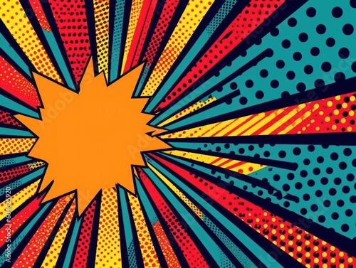Comic book explosion background Pop art retro style created with Generative AI technology.