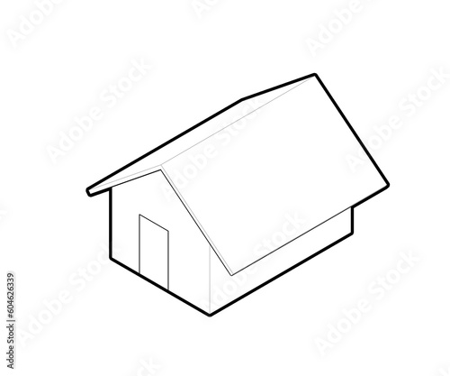 Collection of isometric outline icons of a variety of private and commercial buildings gable, hip flat roof
house isometric icon, linear sign isolated
