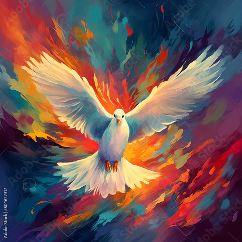 Abstract art picture of a dove. Peacefull art