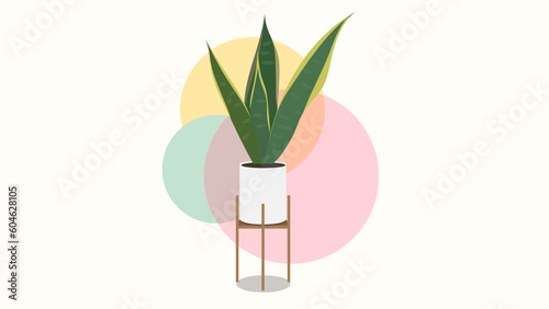 Plant House purify the air in the house on white pots in the house., isolated on white  background,  Vector Illustration EPS 10