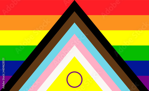 LGBTQ+ Intersex progress flag pride illustration.
