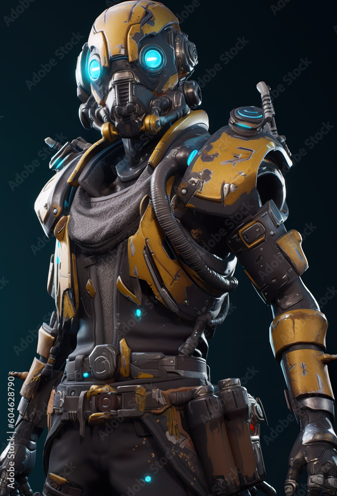 Fototapeta premium A close up of a person wearing a helmet. Generative AI.