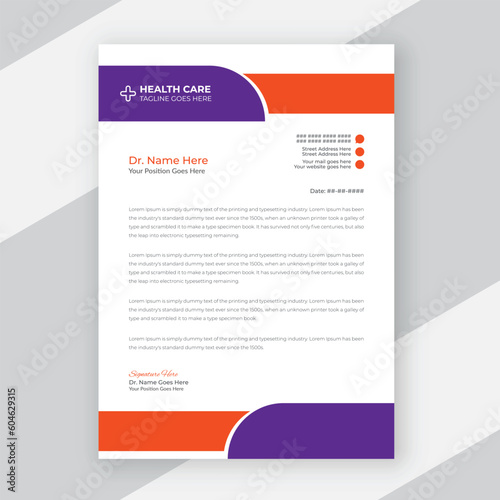 Modern medical doctor healthcare service letterhead design template
