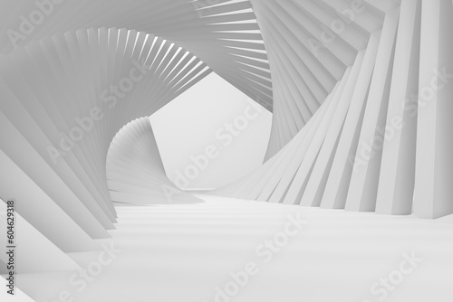 Abstract pentangon white room for background.3d rendering