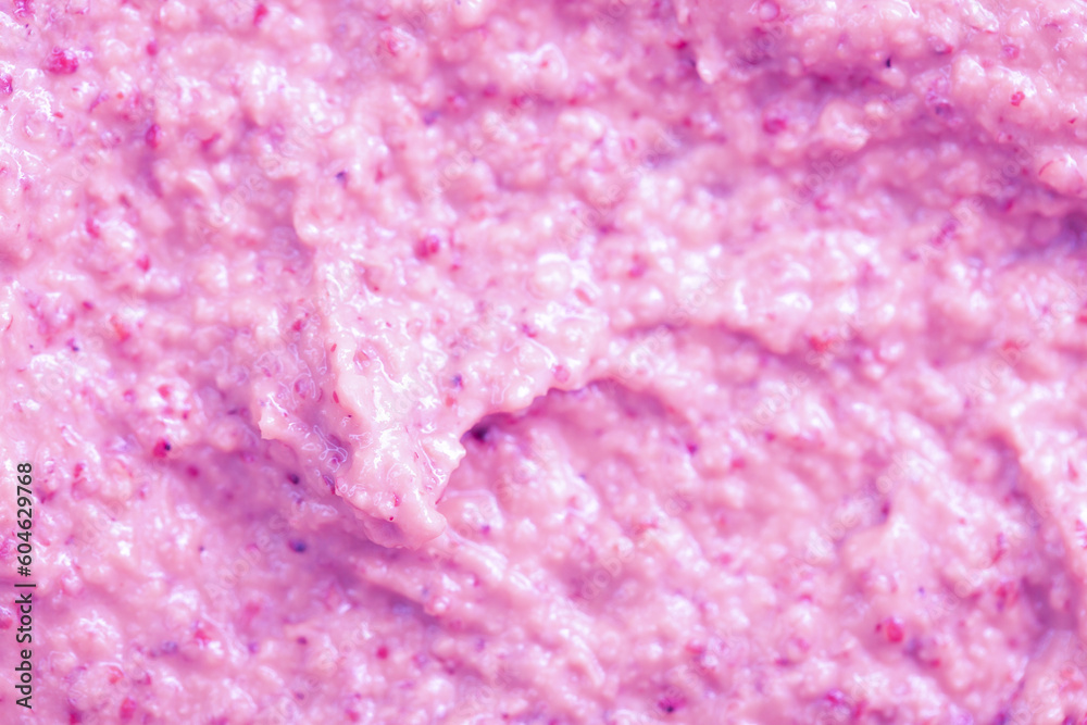 Berry yoghurt ice cream. Smoothies from fresh fruits and berries. Ice cream texture. Delicious sweet dessert close-up as a background.