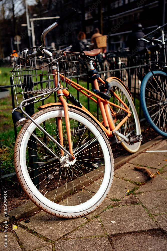 orange bike in Amsterdam 