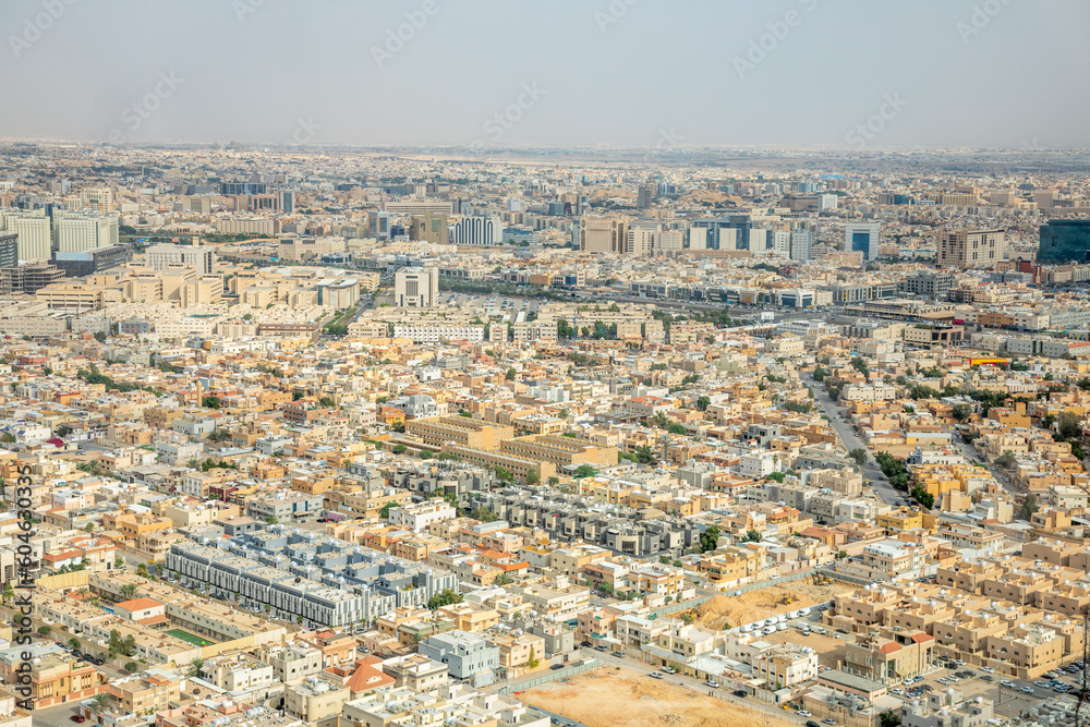 Aerial panorama of residential district of Riyadh city, Al Riyadh, Saudi Arabia