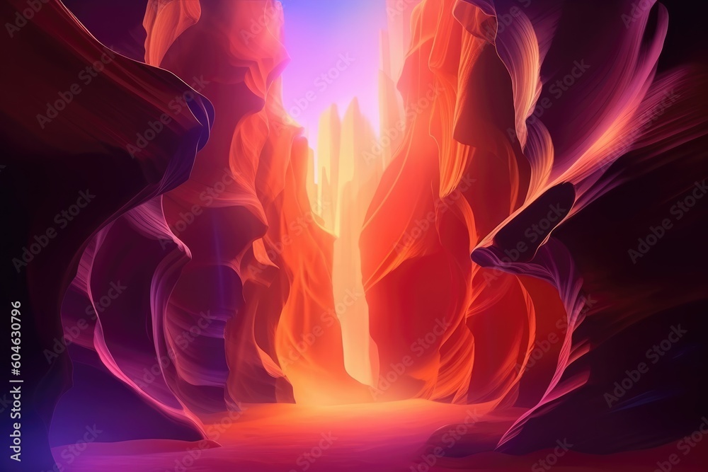Beautiful canyon, smooth lines, ray of lights, colorful wall, smooth shadows, nature background, digital illustration. Generative AI Beautiful canyon, smooth lines, ray of lights, colorful wall, smooth shadows, nature background, digital illustration. Generative AI