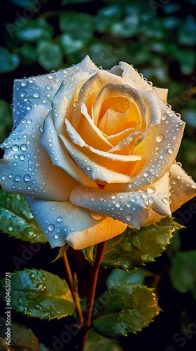 rose flower in dark background. beautiful floral background. Generative AI