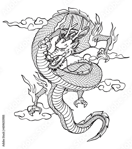 龍の墨絵風イラスト