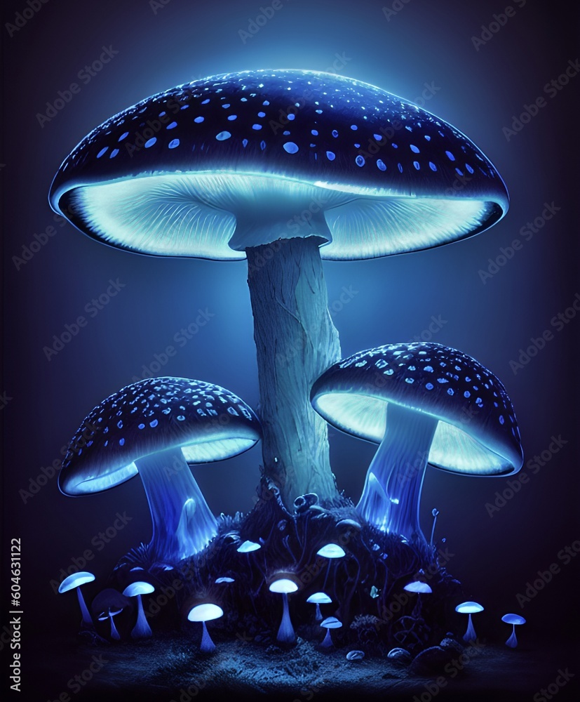 A generative ai image featuring glow in the dark glowing blue ...