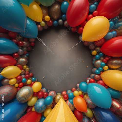 Balões grandes e pequenos visto de cima, em círculo, para escrita photo