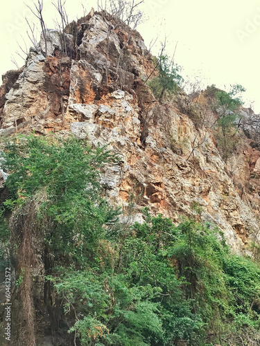 The view of landscape with a rocky mountain.