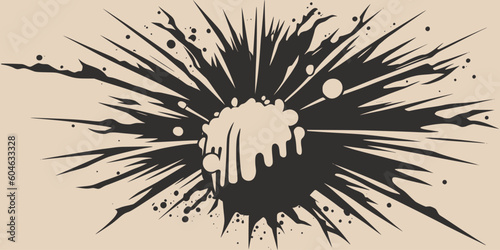 Vintage retroo cartoon comics ink abstract drawing texture background with huge atomic explosion. Graphic Vector