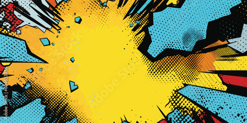 VIntage retro comics boom explosion crash bang cover book design with light and dots. Can be used for decoration or graphics. Graphic Art. Vector © Graphic Warrior