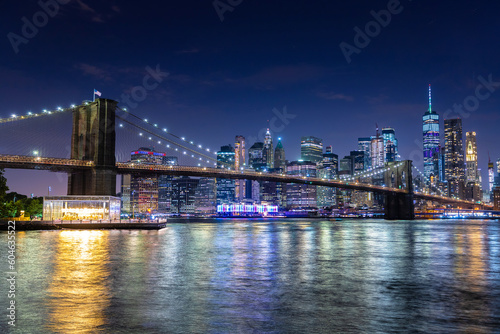 Brooklyn Bridge and Manhattan at night