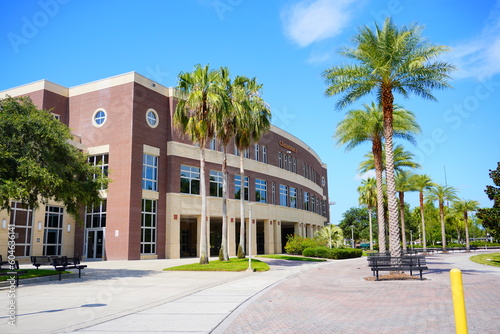 ORLANDO, FL, USA - 05 13, 2023: The University of Central Florida  (UCF) building in spring