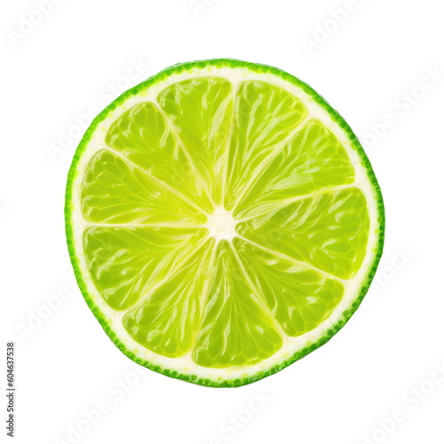 Lime slice isolated on white background. Created with Generative AI tools