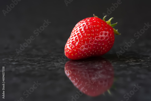 Strawberry. Red strawberries on a black background. Selective focus