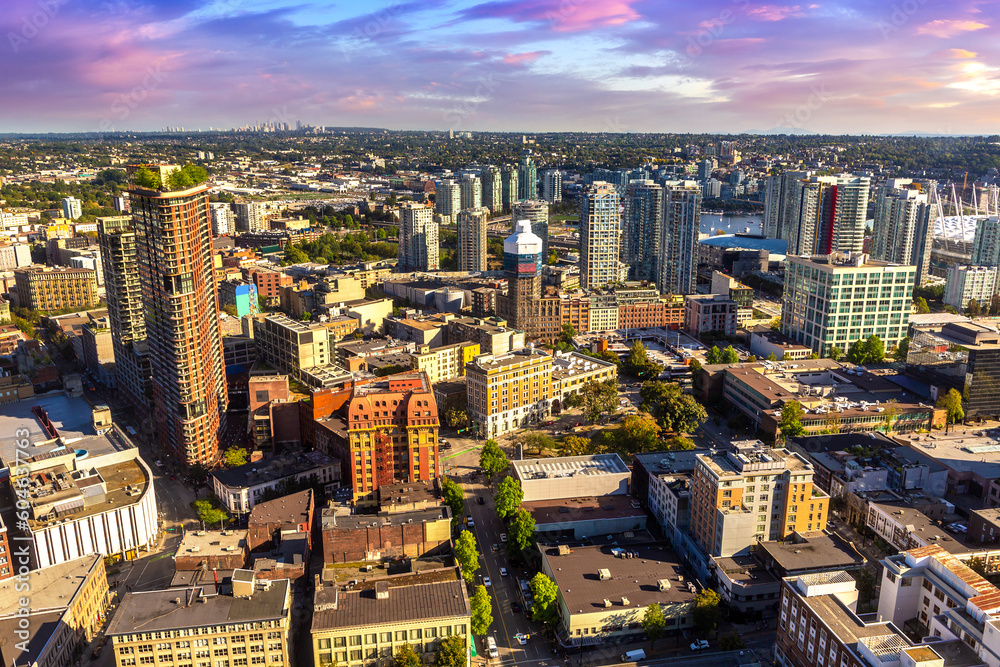 Aerial view of  Vancouver business district