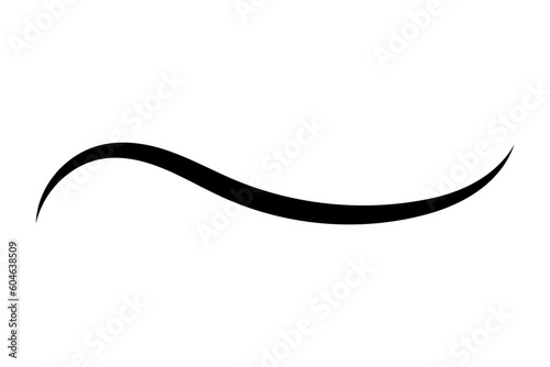 Calligraphy stroke swoosh, line elegant decoration drawn swirl on isolated white background.
