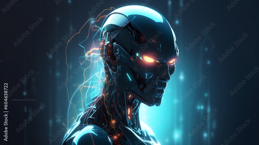 Evil Ai robot hacker. Generative AI